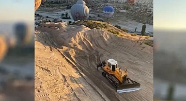 Kapadokya'da yol çalışmasında peribacalarının yıkıldığı iddiasına yalanlama