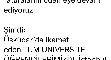 ÜSKÜDAR BELEDİYESİNDEN ÜNİVERSİTE ÖĞRENCİLERİNE DOĞALGAZDAN SONRA YENİ MÜJDE!