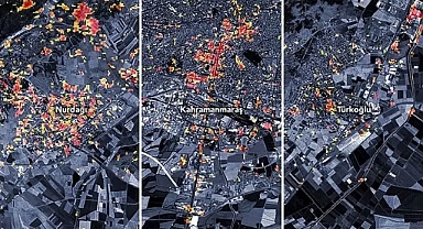 3 bölgedeki deprem hasarı NASA haritasında
