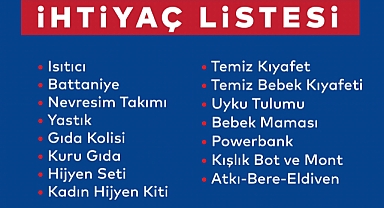 İBB Afet Yardım İhtiyaç Listesi