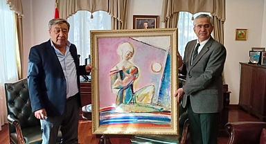 Kazak ressam Erbolat Tölepbay tablosunu satıp depremzedelere bağış yaptı