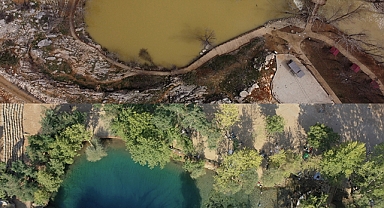 Kahramanmaraş'taki Yeşilgöz Gölü'nün rengi depremlerin ardından değişti