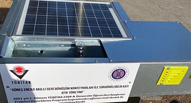 Güneş enerjili geri dönüşüm konteyneri sera gazı emisyonunu azaltıyor