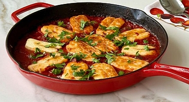 Domates soslu biberli hellim ızgara