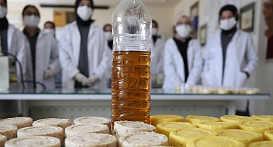 Şanlıurfa'da atık yağlar lise öğrencilerinin elinde sabuna dönüşüyor